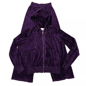 Vintage Juicy Couture Matching Tracksuit Set Large Medium Jacket Pants Velour